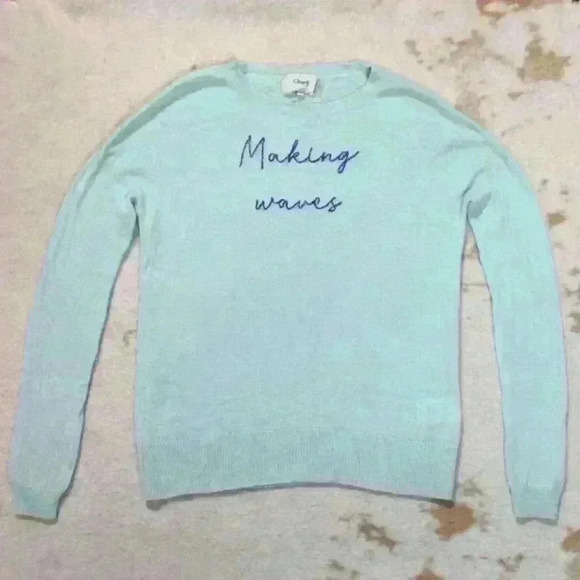 ANTHROPOLOGIE By Charli Cashmere Sweater Embroidered Making Waves Women Med - Picture 2 of 12